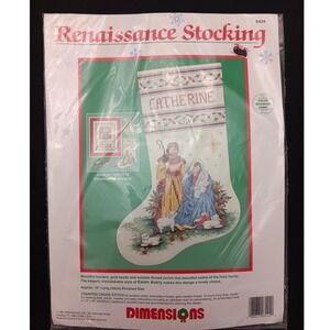 Vintage 1992 Dimensions Renaissance Stocking Cross Stitch Kit Holy Family 8424